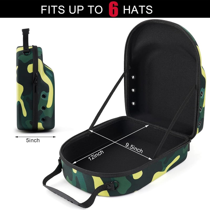 GERMUN Hard baseball hat case, Hat Carrier Travel Case with Adjustable Shoulder Strap, Hat cap case for 6 Baseball Caps - Perfect for Traveling (Camo Green) - Image 4